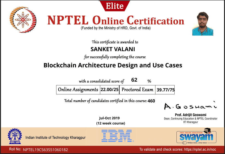Nptel blockchain certificate