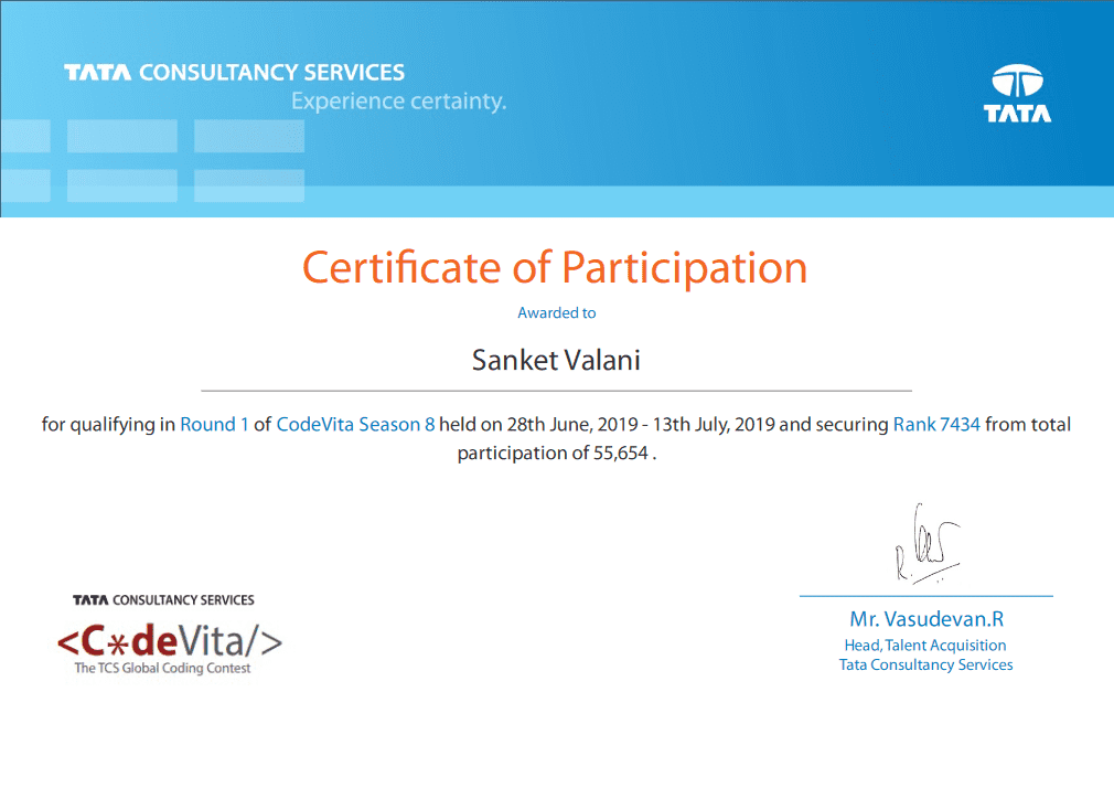 tcs-codevia-s8-certificate